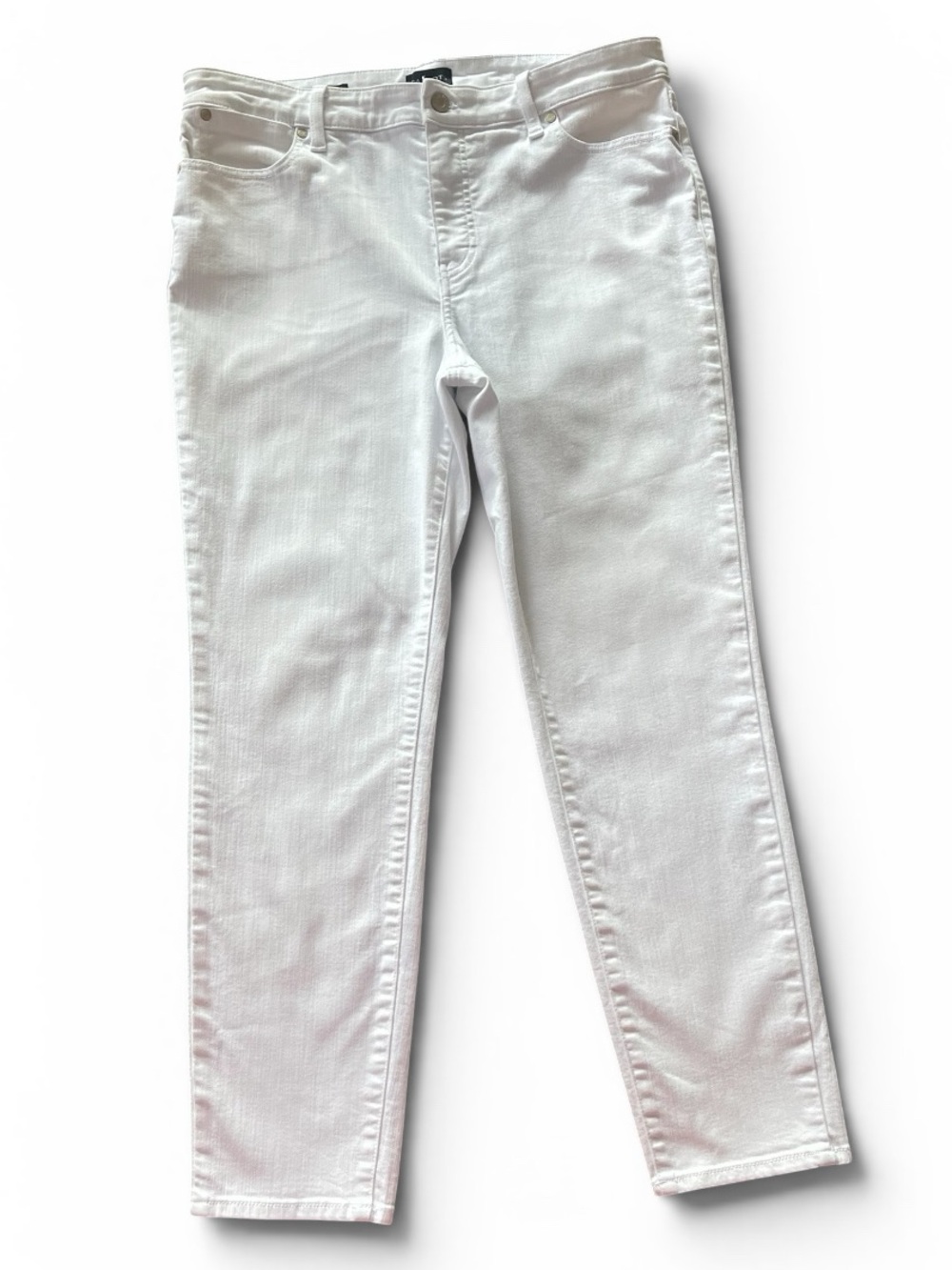 Talbots White Slim Ankle Jeans Sz 12 Mid Rise Stretch